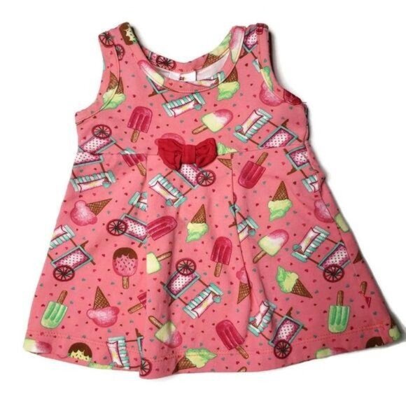 Brandili Baby Girls Pink Ice Cream Print Dress M summer popcicle vacation - Picture 1 of 4